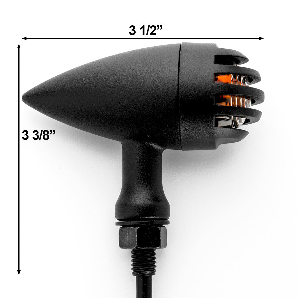2pcs Black Heavy Duty Motorcycle Turn Signals Finned Grill Scalloped Blinkers