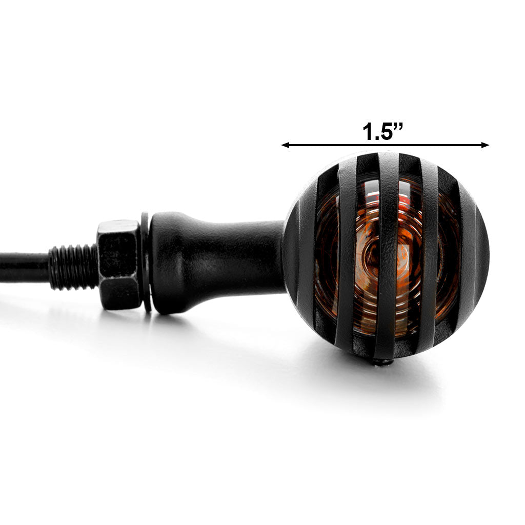 2pcs Black Heavy Duty Motorcycle Turn Signals Finned Grill Scalloped Blinkers