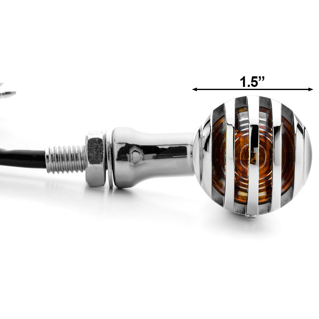 2pcs Chrome Heavy Duty Motorcycle Turn Signals Finned Grill Scalloped Blinkers