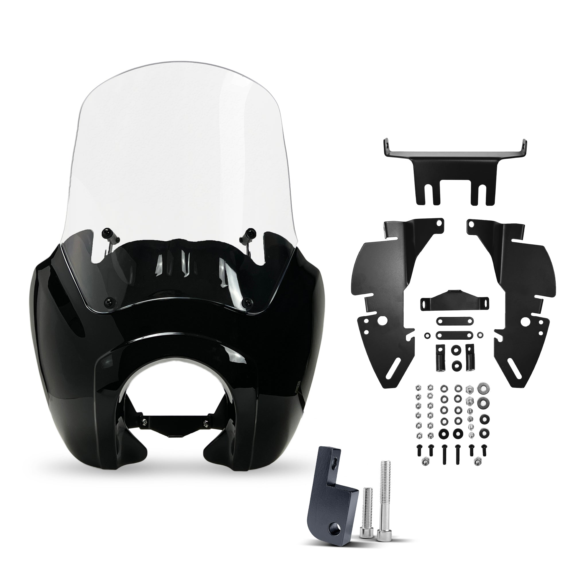 Krator Windshield Fairing with Headlight Extension Block Compatible with Harley Davidson