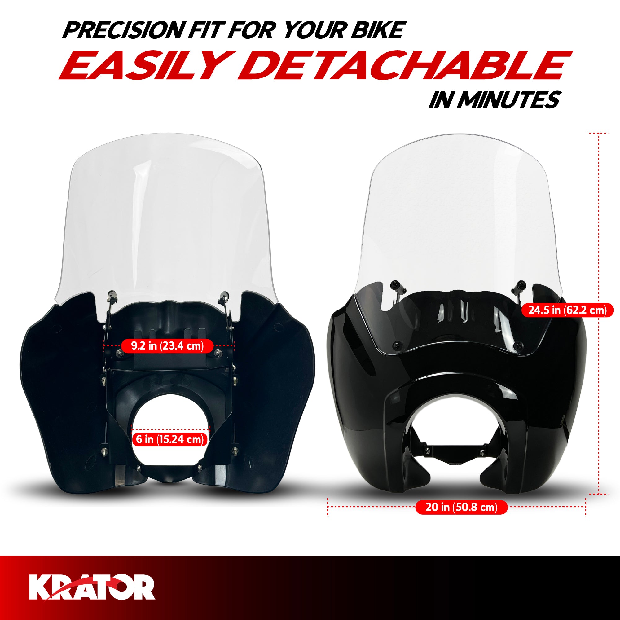 KRATOR Clear Motorcycle Windshield Fairing, Headlight Extension Block B