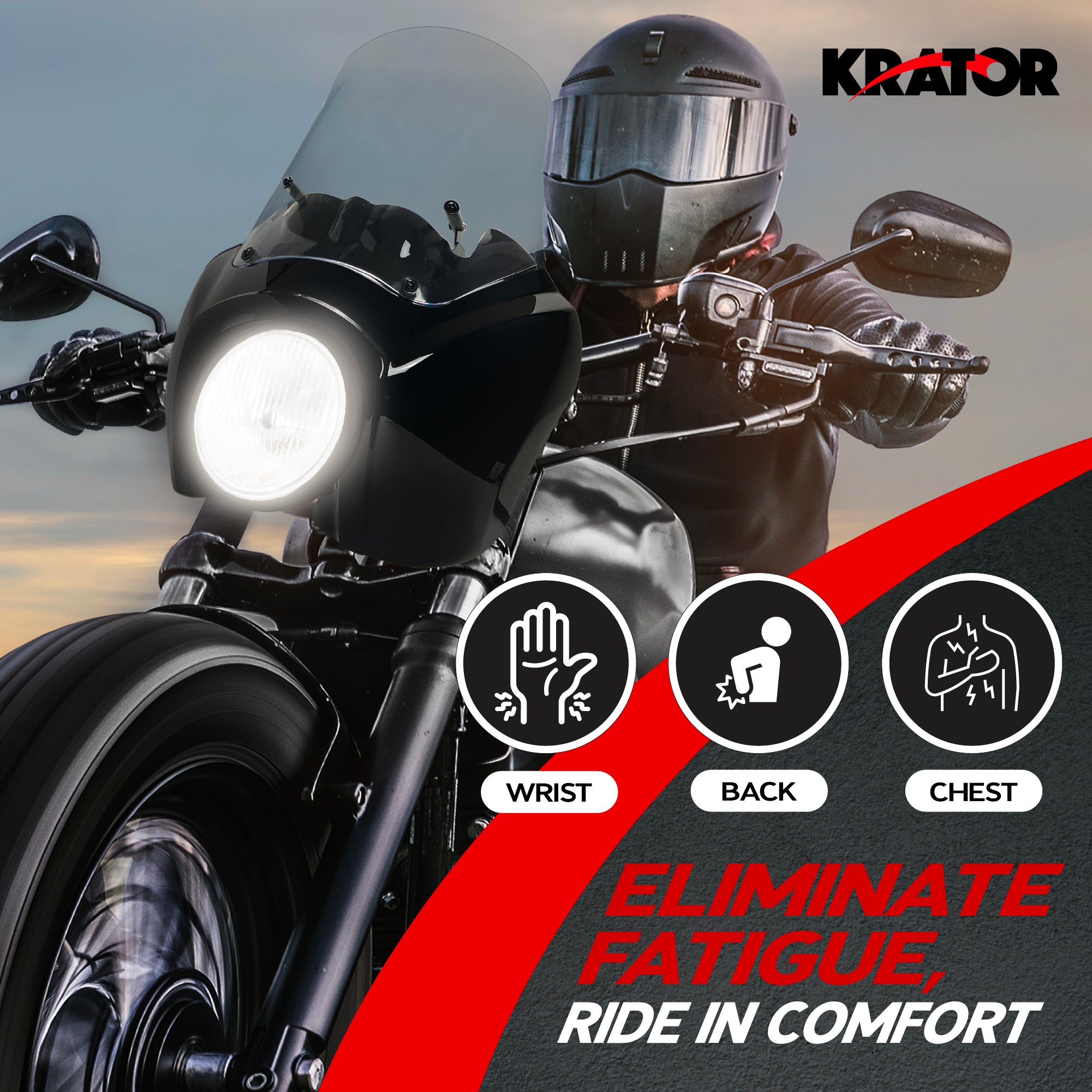 KRATOR Clear Motorcycle Windshield Fairing, Wind Deflector, Motorcycle Accessories