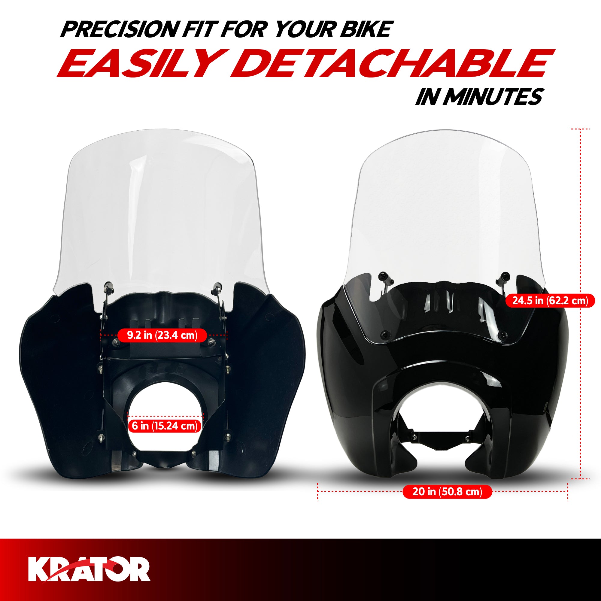 KRATOR Clear Motorcycle Windshield Fairing, Wind Deflector, Motorcycle Accessories