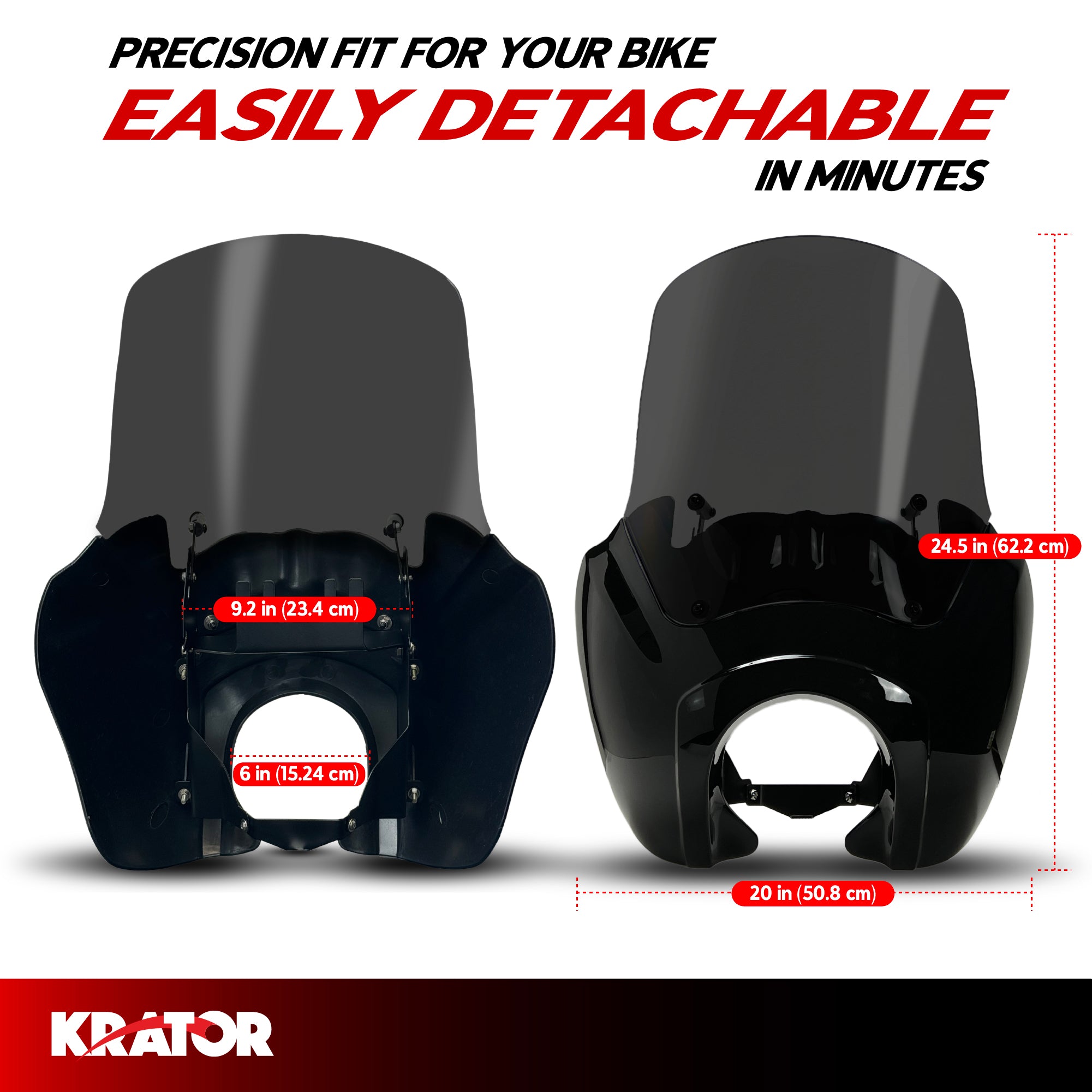 KRATOR Smoke Motorcycle Windshield Fairing, Headlight Extension Block B