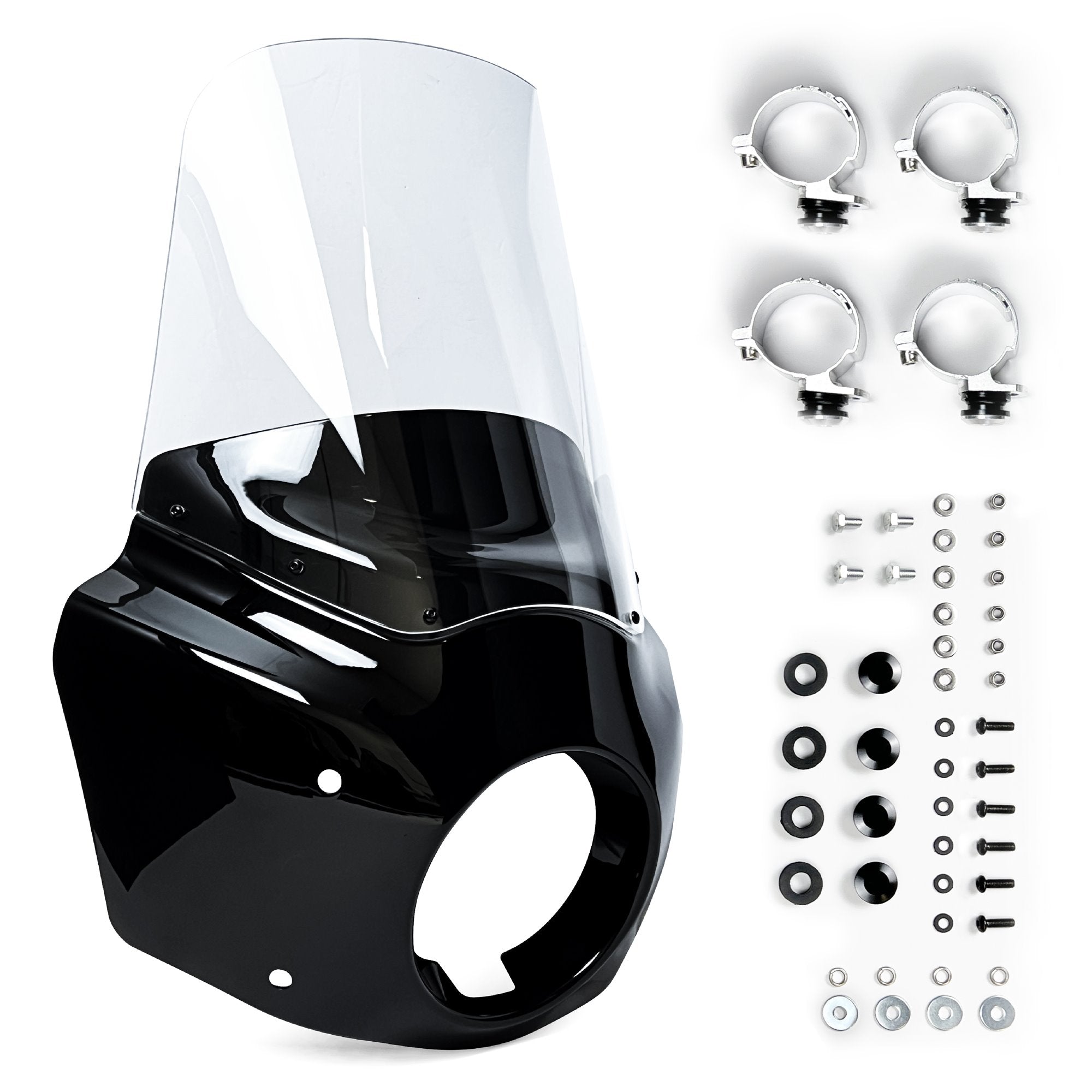 Krator Windshield Headlight Fairing Kit for Harley Davidson Dyna and Softail Models