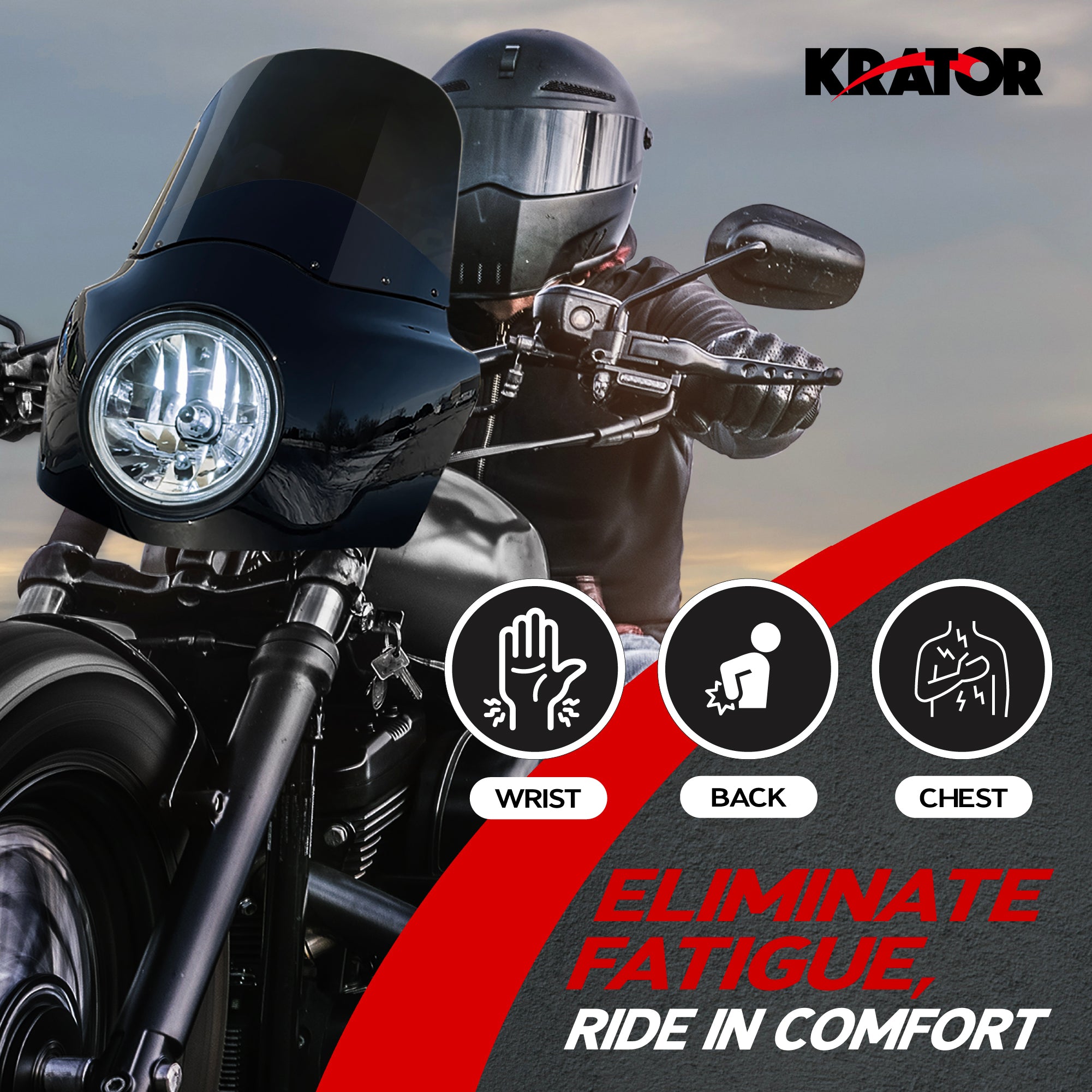 Krator Windshield Fairing, Harley Davidson FXLRS Low Rider S 2020-2024, Blackout, with Extension