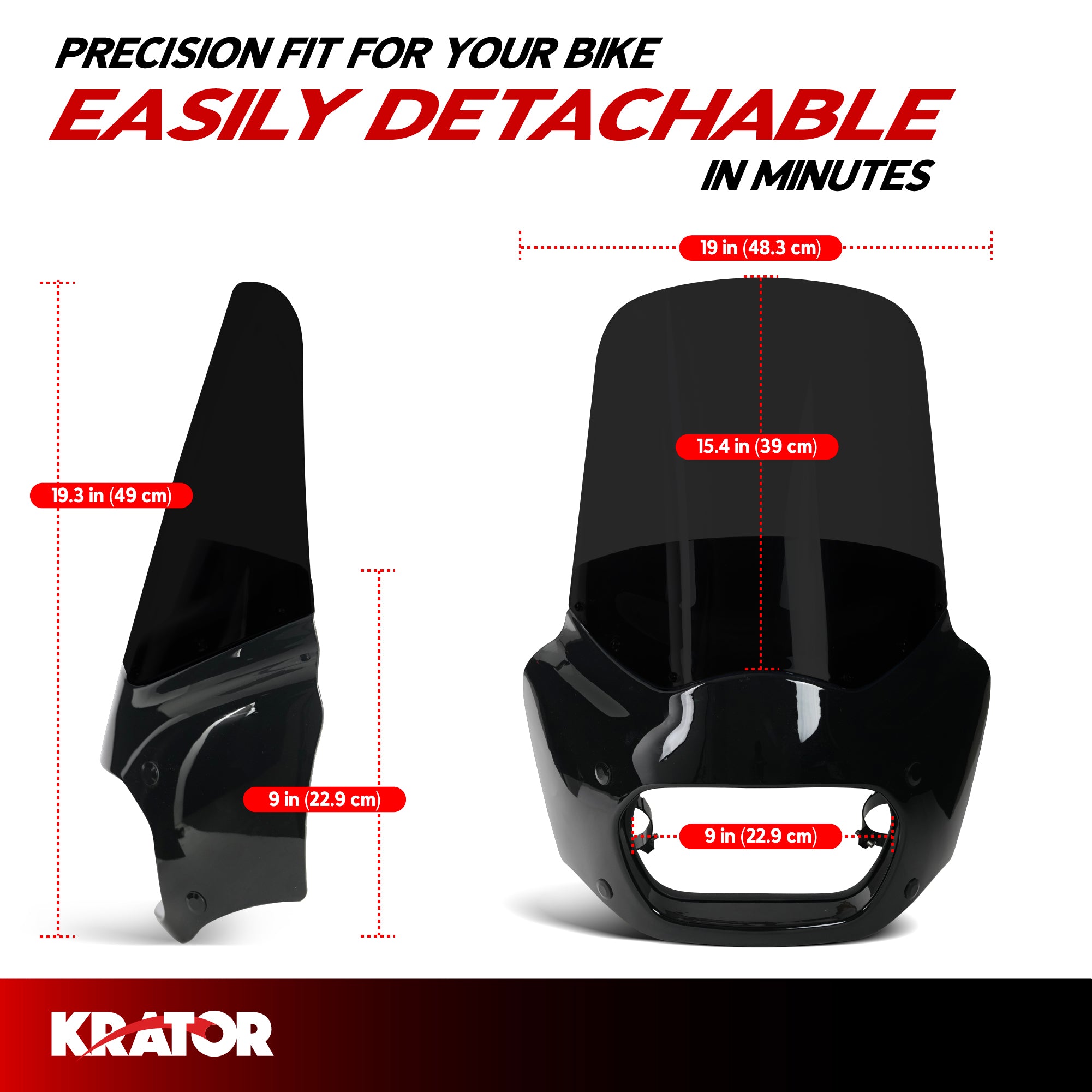 Krator Motorcycle Windshield Fairing & Mounting Kit Compatible with Harley Davidson