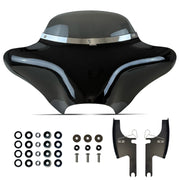 Krator Gloss Black ABS Batwing Motorcycle Fairing with 6" Windshield, Smoke