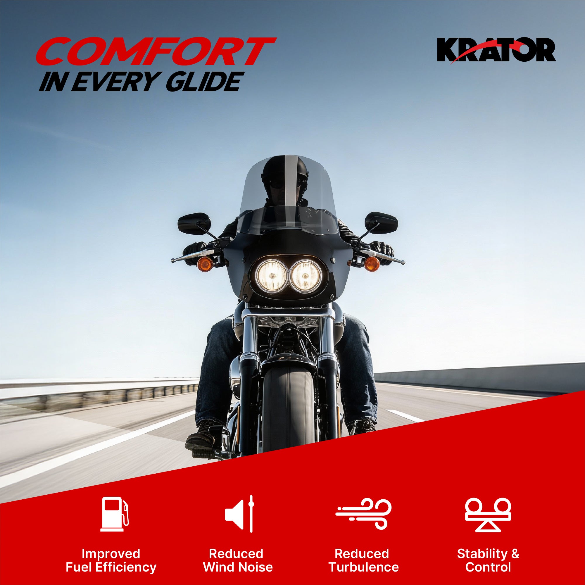 Krator Motorcycle Headlight Fairing ABS Gloss Black Complete Kit