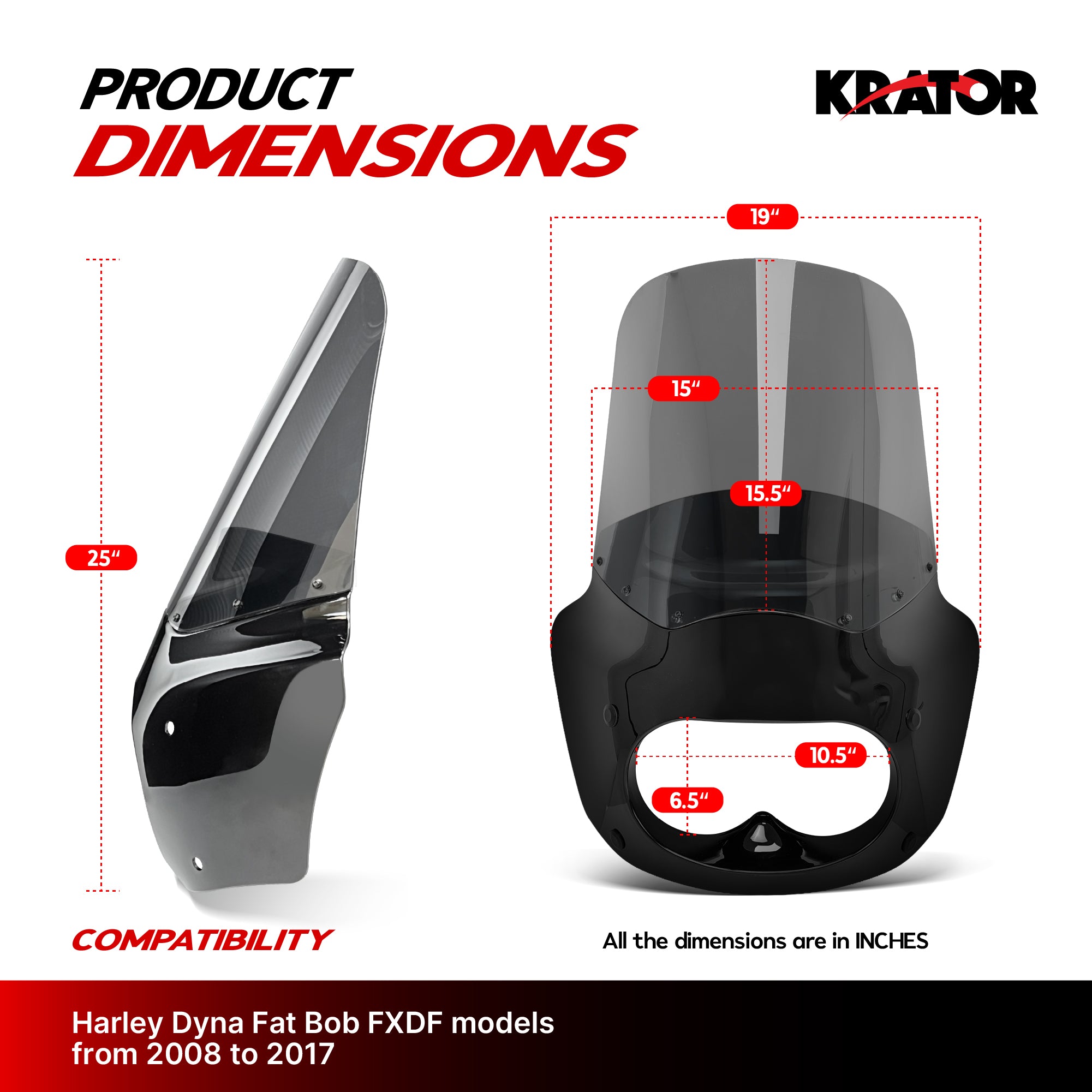 Krator Motorcycle Headlight Fairing ABS Gloss Black Complete Kit