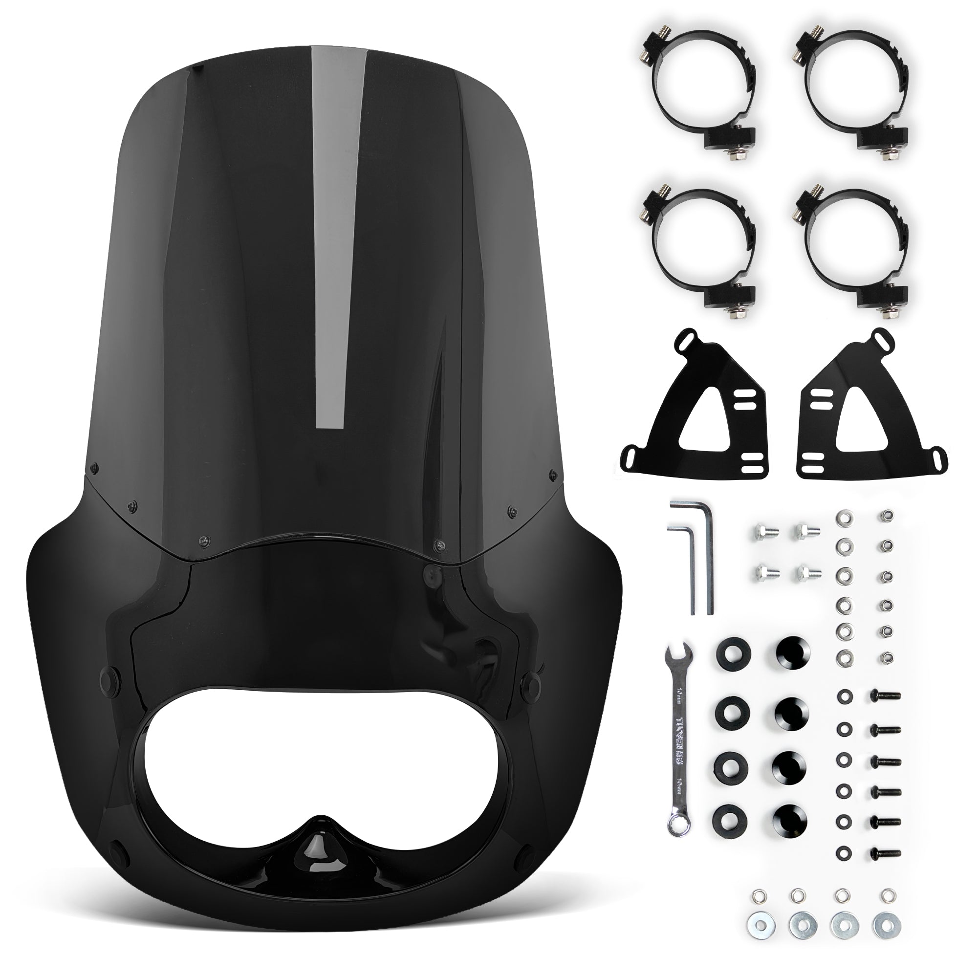 Krator Motorcycle Headlight Fairing ABS Gloss Black Complete Kit