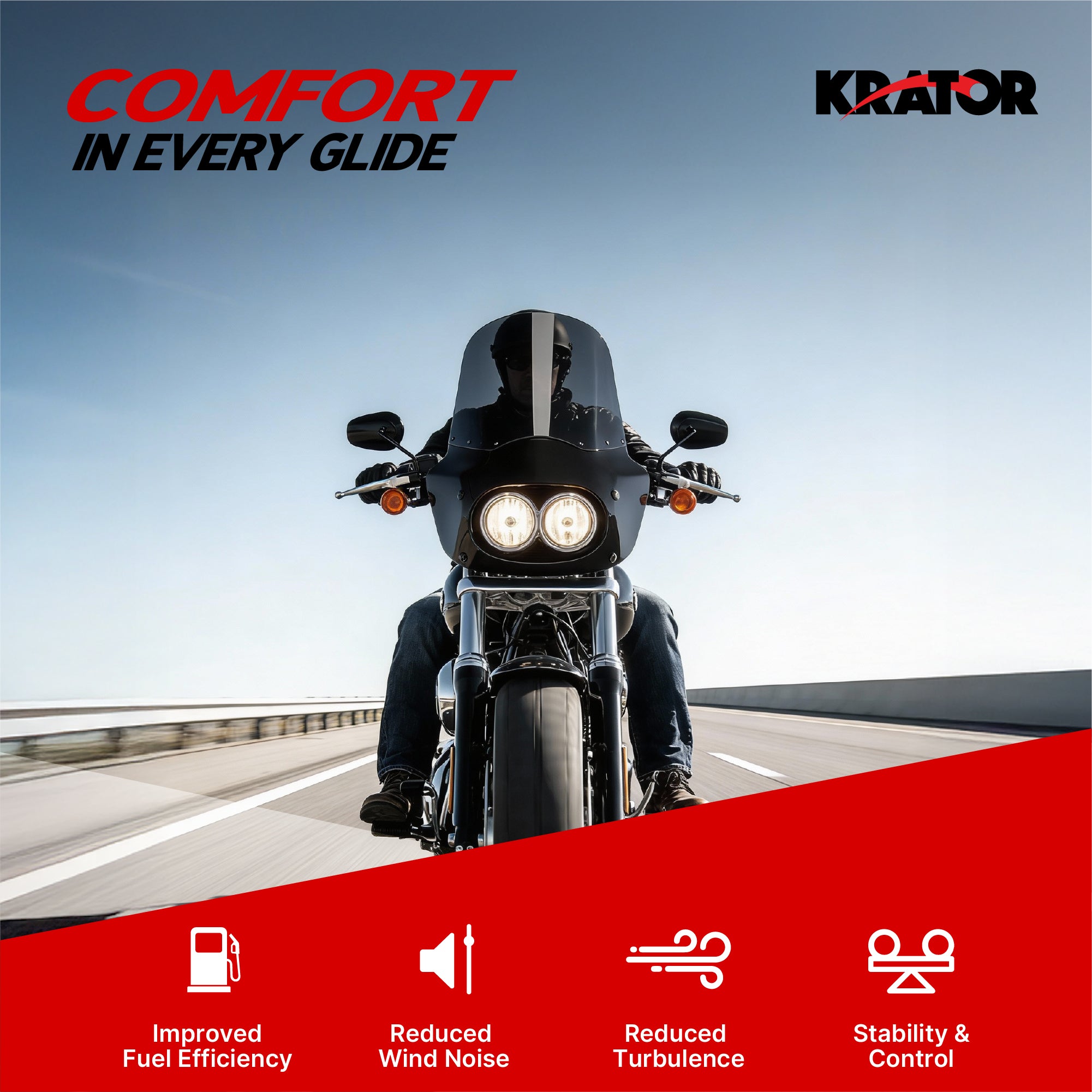 Krator Motorcycle Headlight Fairing ABS Gloss Black Complete Kit