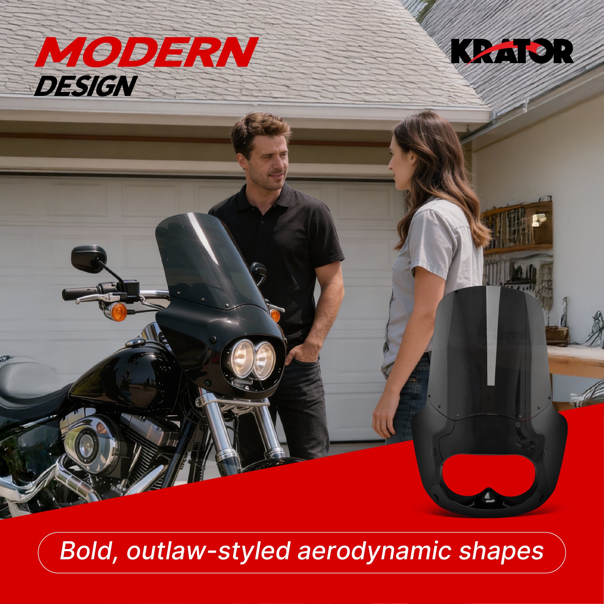 Krator Motorcycle Headlight Fairing ABS Gloss Black Complete Kit