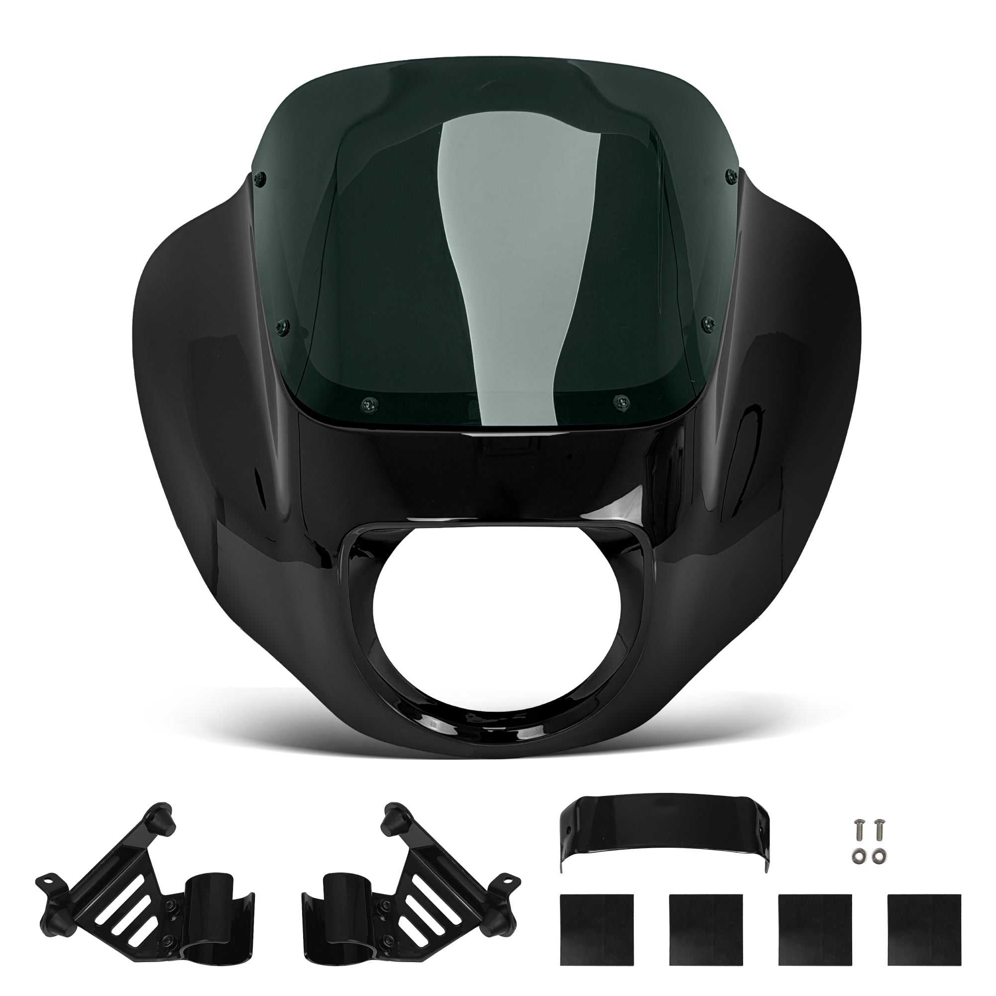 Krator Gloss Black ABS Quarter Motorcycle Fairing with 9" Windshield, Smoke