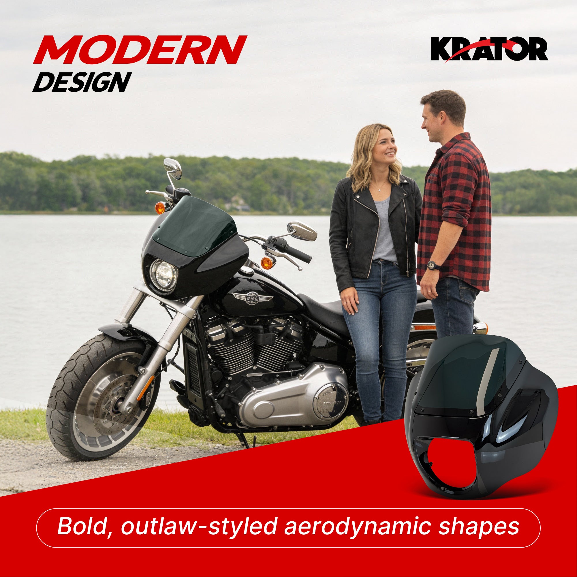 Krator Gloss Black ABS Quarter Motorcycle Fairing with 9" Windshield, Smoke