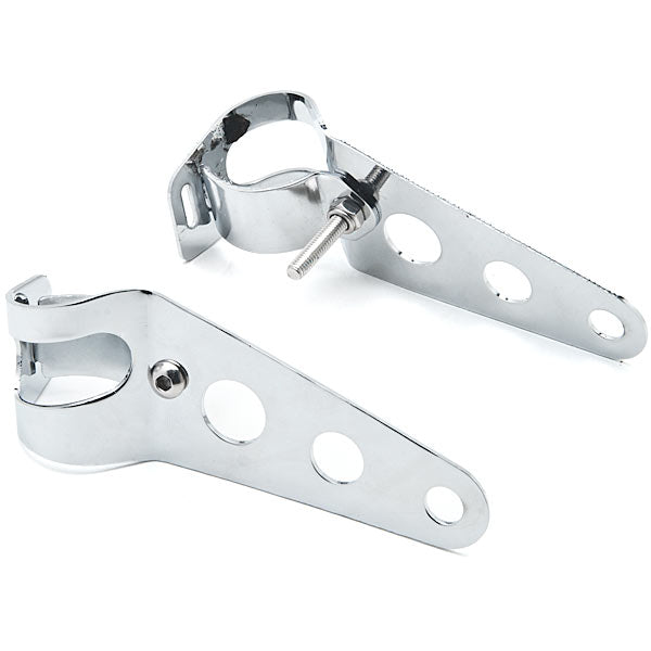 Chrome Headlight Mounting Bracket Fork Ears For Cafe Racer Bobber Bike 31-43mm