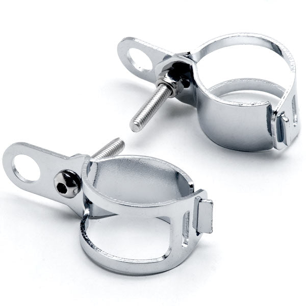 Chrome Turn Signal Clamp Relocation Mounting Bracket Fork Ears Cafe Racer Bobber Chopper 31-43mm