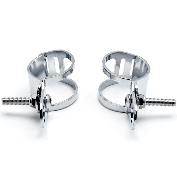 Chrome Turn Signal Clamp Relocation Mounting Bracket Fork Ears Cafe Racer Bobber Chopper 31-43mm