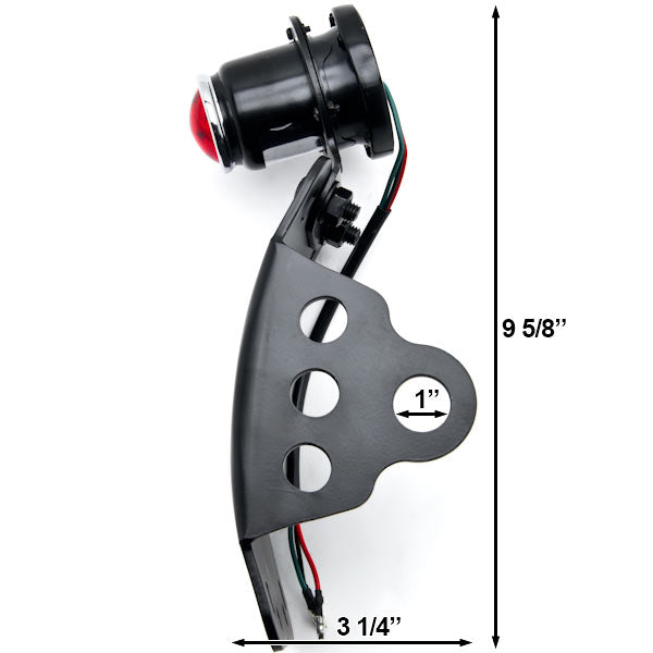 Curved Vertical 1" Axle Mounted License Plate Bracket Taillight Cafe Racer