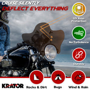 Krator Universal Motorcycle Windshield Windscreen for 7/8" or 1" Handlebars, 14"