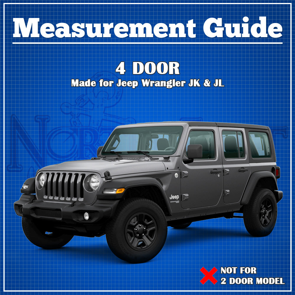 Gray Car Cover For Jeep Wrangler 2007-2022 JK, JL Models | Waterproof Fabric, Weather Protection, with Driver Door Zipper