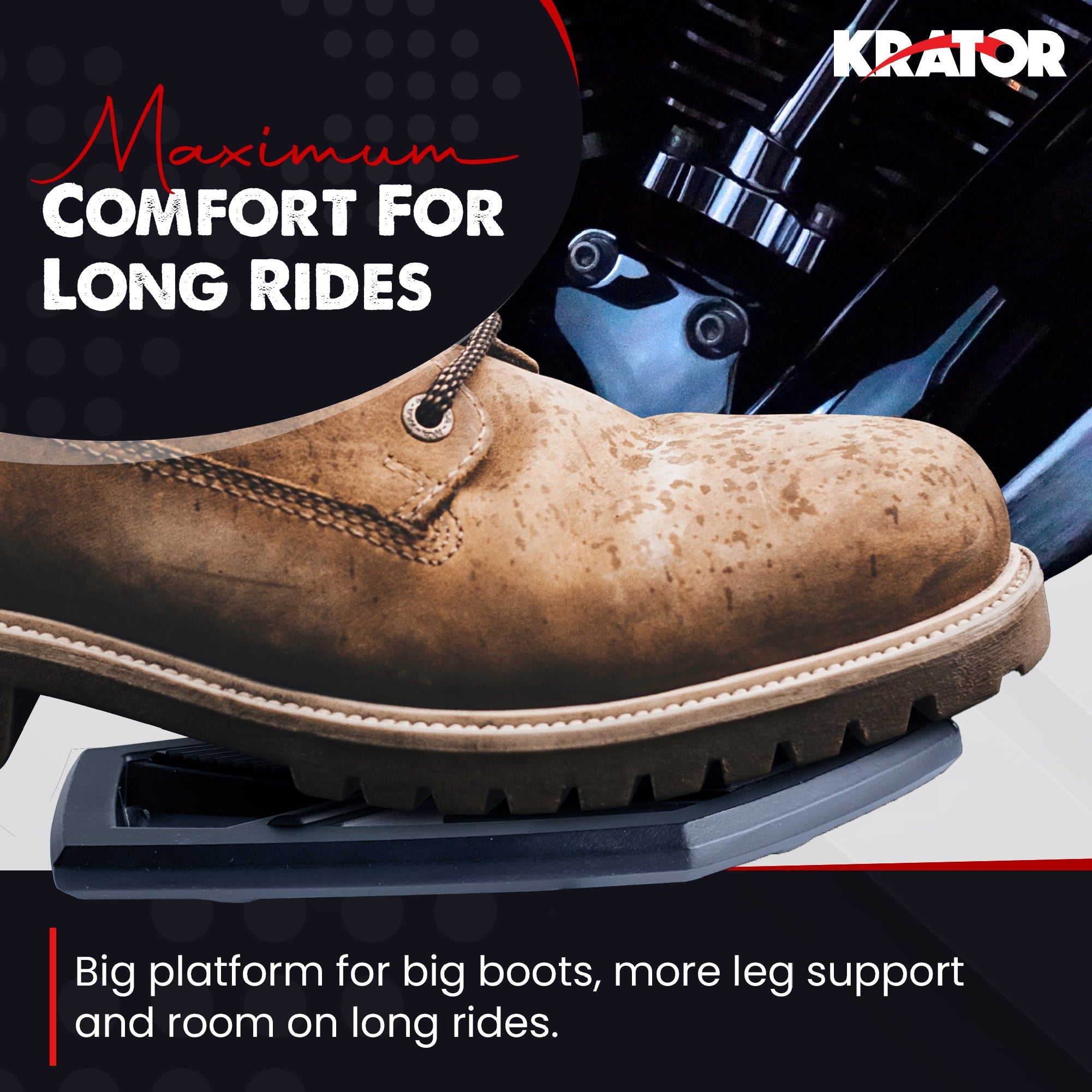 Krator Mini Adjustable Floorboards Compatible with Harley