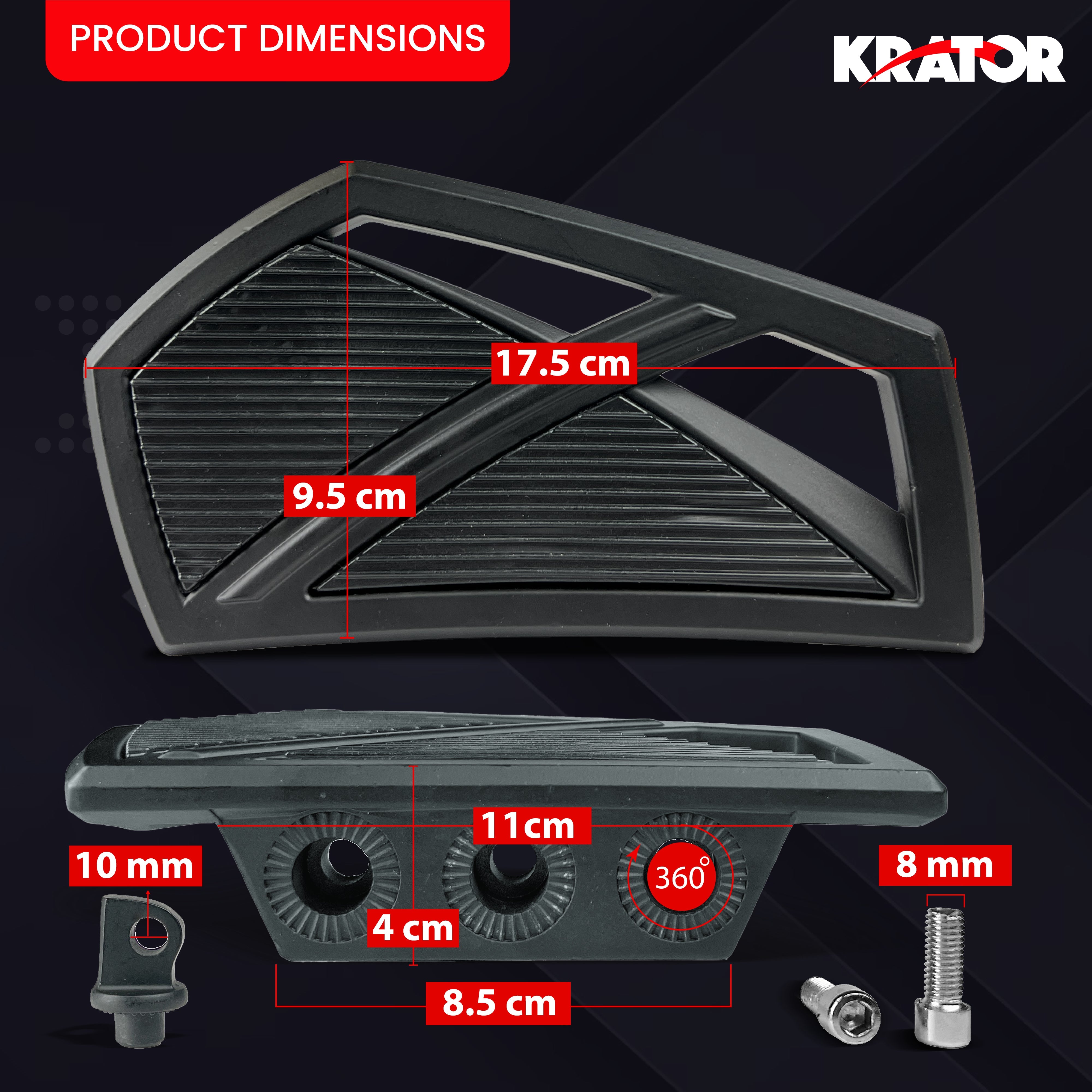 Krator Mini Adjustable Floorboards Compatible with Harley