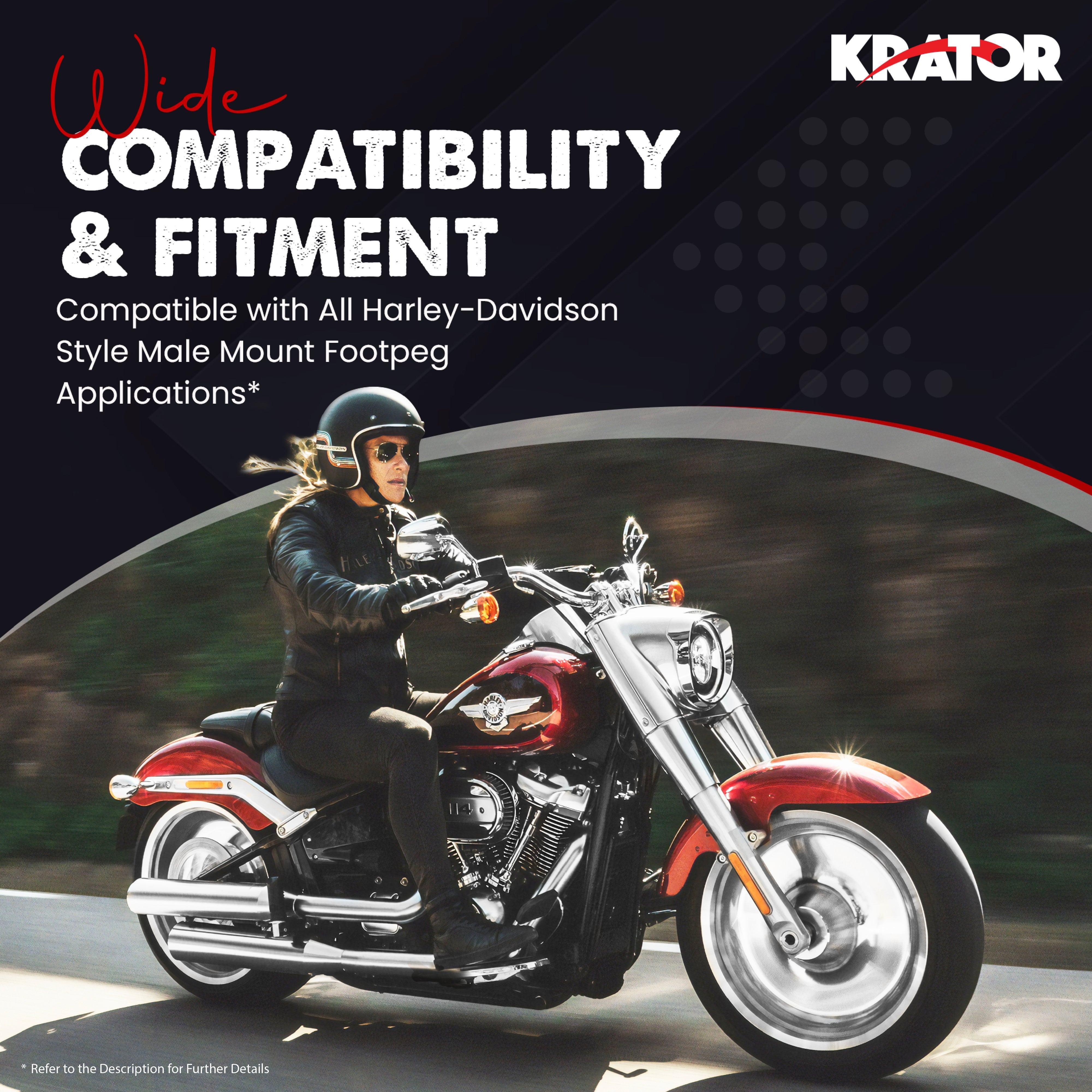 Krator Mini Adjustable Floorboards Compatible with Harley