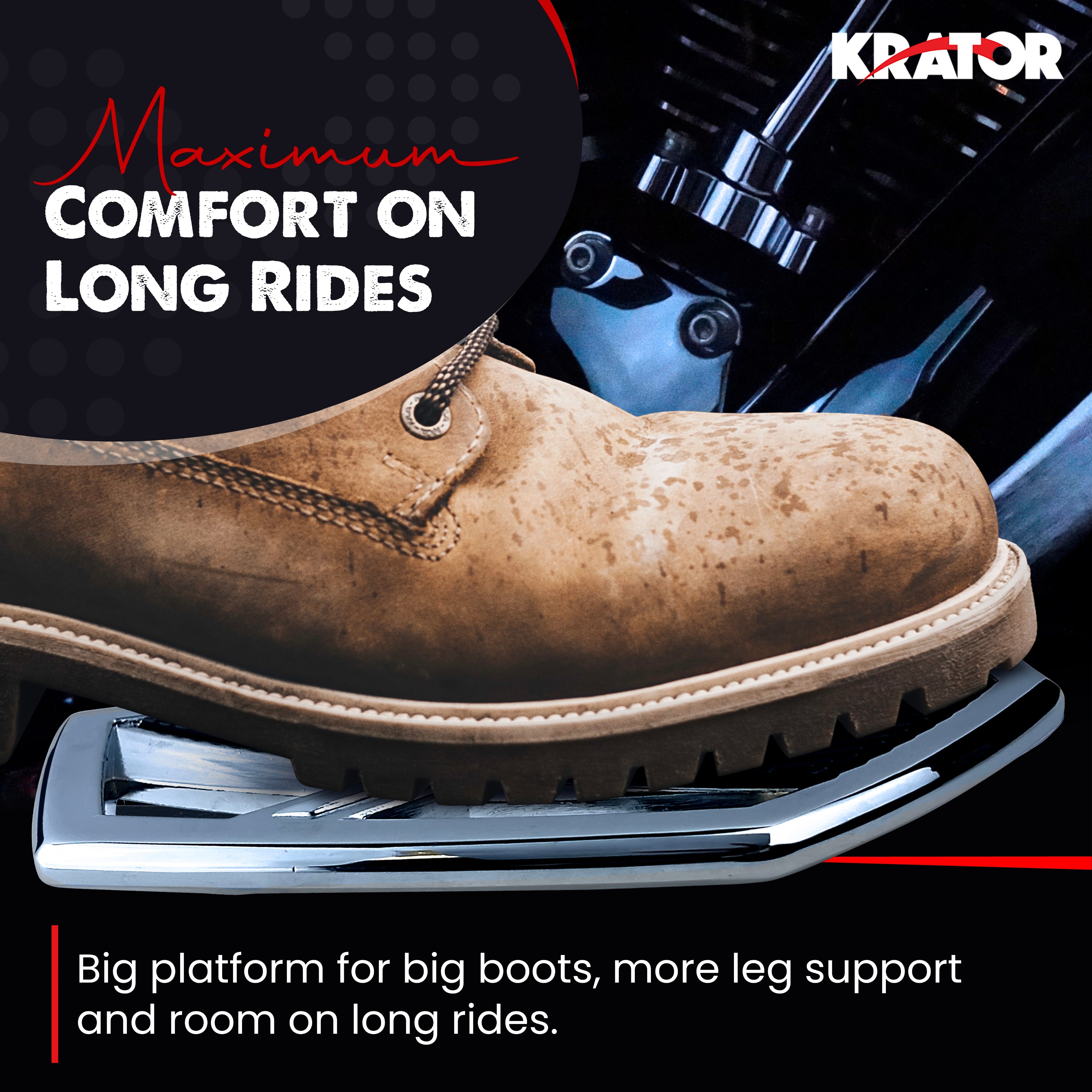 Krator Mini Adjustable Floorboards Compatible with Harley