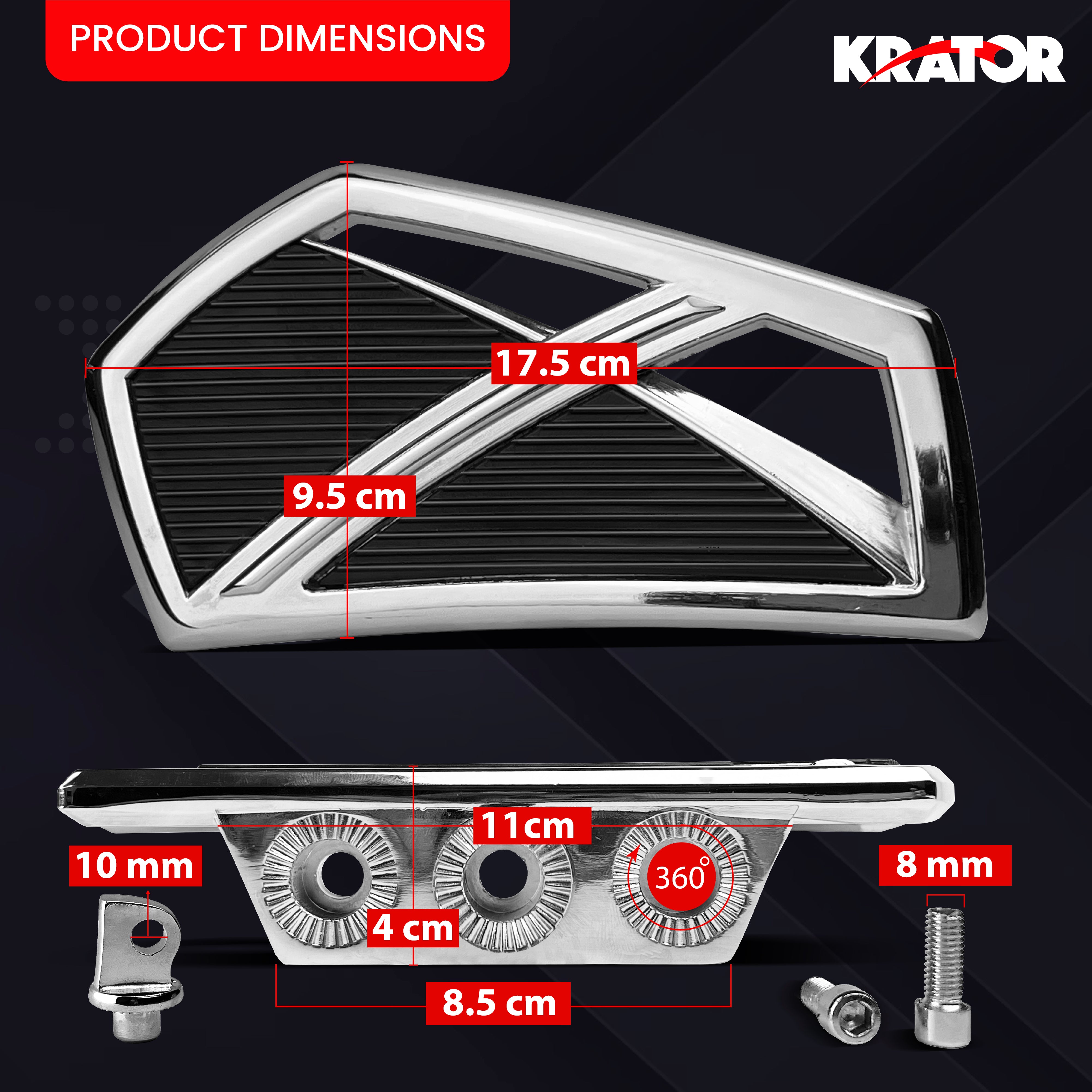 Krator Mini Adjustable Floorboards Compatible with Harley