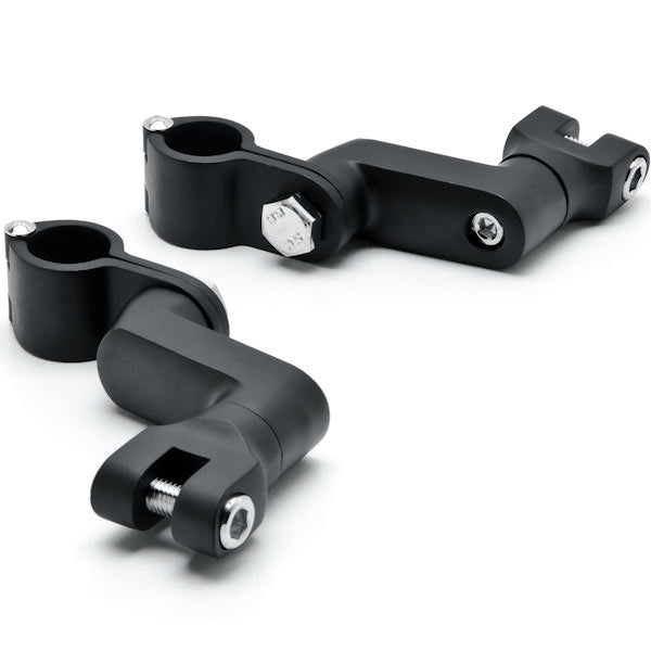 Black 1" Engine Guard Bowleg Footpeg Clamps for Motorcycles Cruisers Bobbers