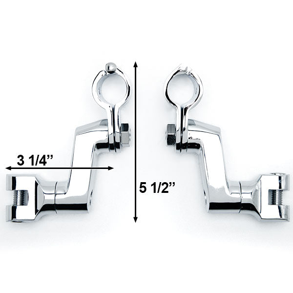 Chrome 1" Engine Guard Bowleg Footpeg Clamps for Motorcycles Cruisers Bobbers