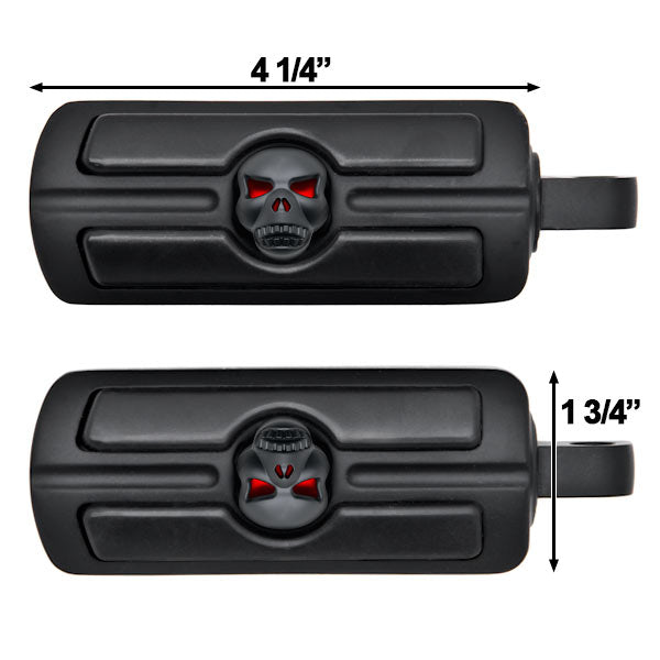 Skull Head Front & Rear Foot Peg Foot Rests Black for Harley Davidson (All Years)