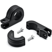 Black 1-1/4" Engine Guard Tube Bar Footpeg Clamps for Harley Davidsons / Metric