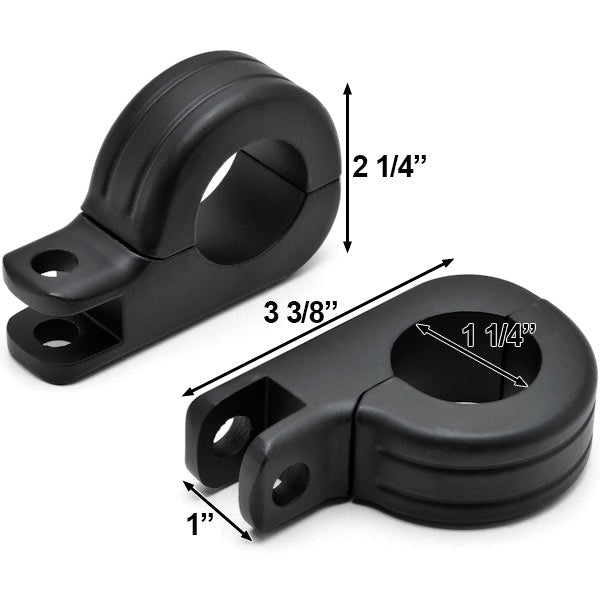 Black 1-1/4" Engine Guard Tube Bar Footpeg Clamps for Harley Davidsons / Metric