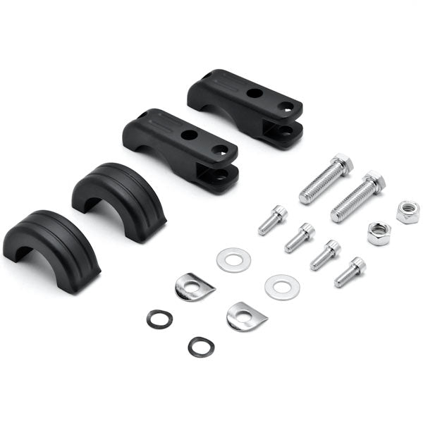 Black 1-1/4" Engine Guard Tube Bar Footpeg Clamps for Harley Davidsons / Metric