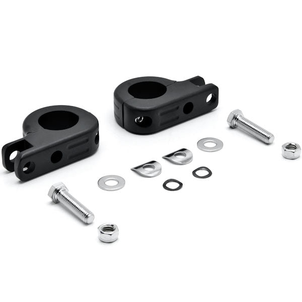 Black 1-1/4" Engine Guard Tube Bar Footpeg Clamps for Harley Davidsons / Metric