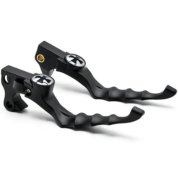 Black Hand Levers Skull Cross Grooved Replaceable Medallion Emblems for Harleys