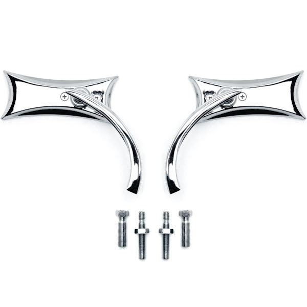 Chrome Twisted Unique Rearview Mirrors For Harley Motorcycle Cruiser Bike Bolt