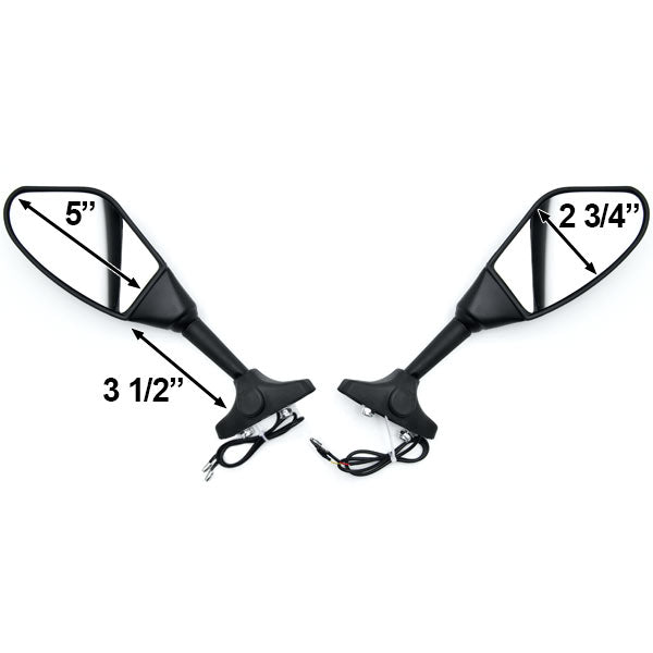 Universal Matte Black Integrated Motorcycle Mirrors w/ LED Turn Signals Blinkers