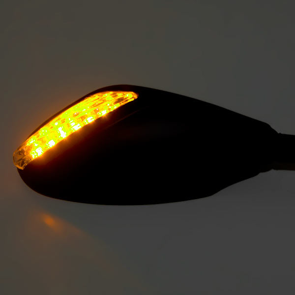 Universal Matte Black Integrated Motorcycle Mirrors w/ LED Turn Signals Blinkers