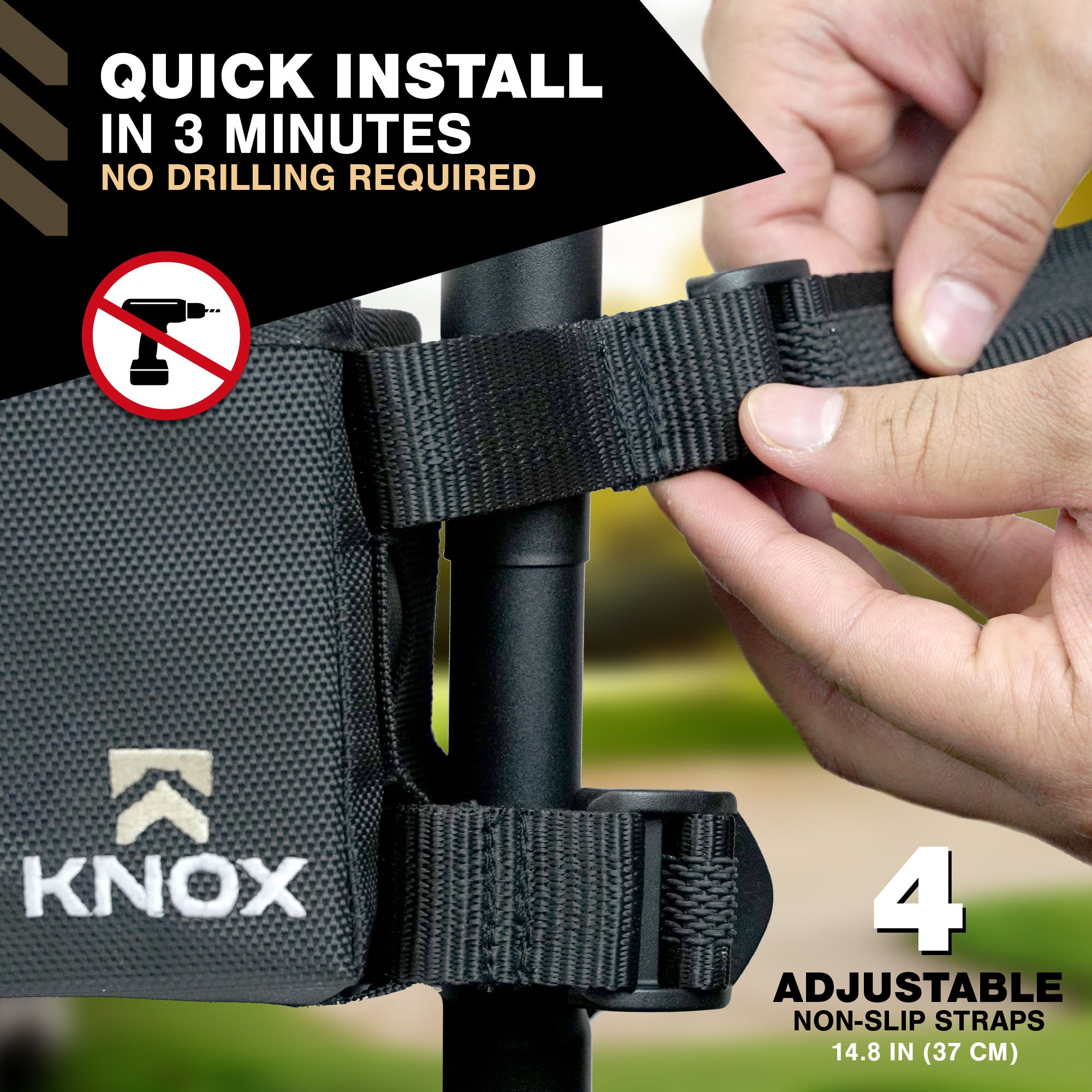 KNOX Golf Cart Storage Basket, Universal Fit, No Drilling, Portable, Lid Cover