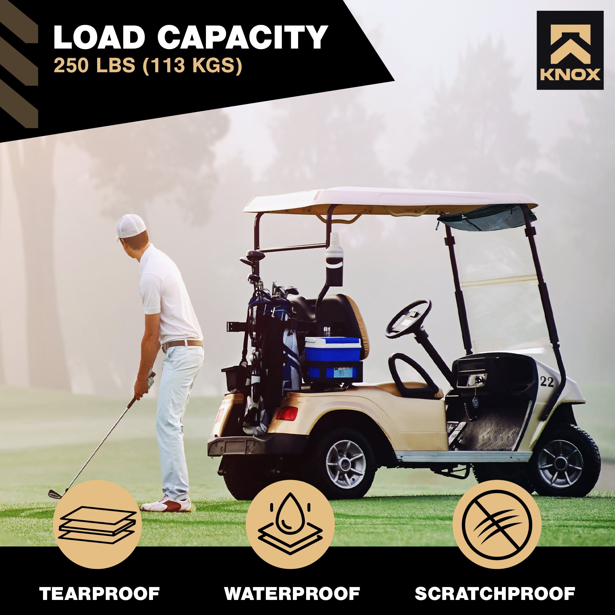 KNOX Golf Cart Overhead Storage, Club Car Precedent, Tempo, Onward Compatible