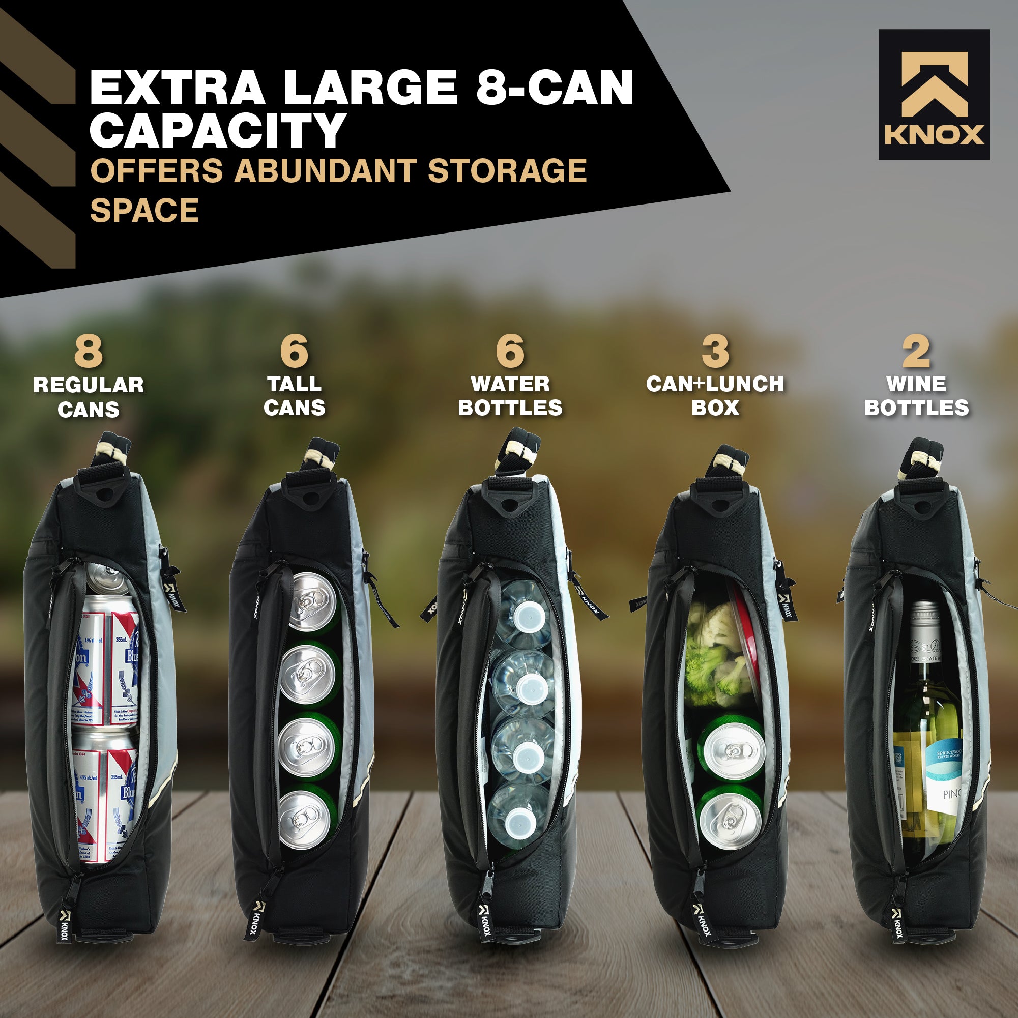 KNOX Golf Cooler Bag, 6 Pack Cooler, Beer Can Holder, Keep Cans Cold For 8-Hours