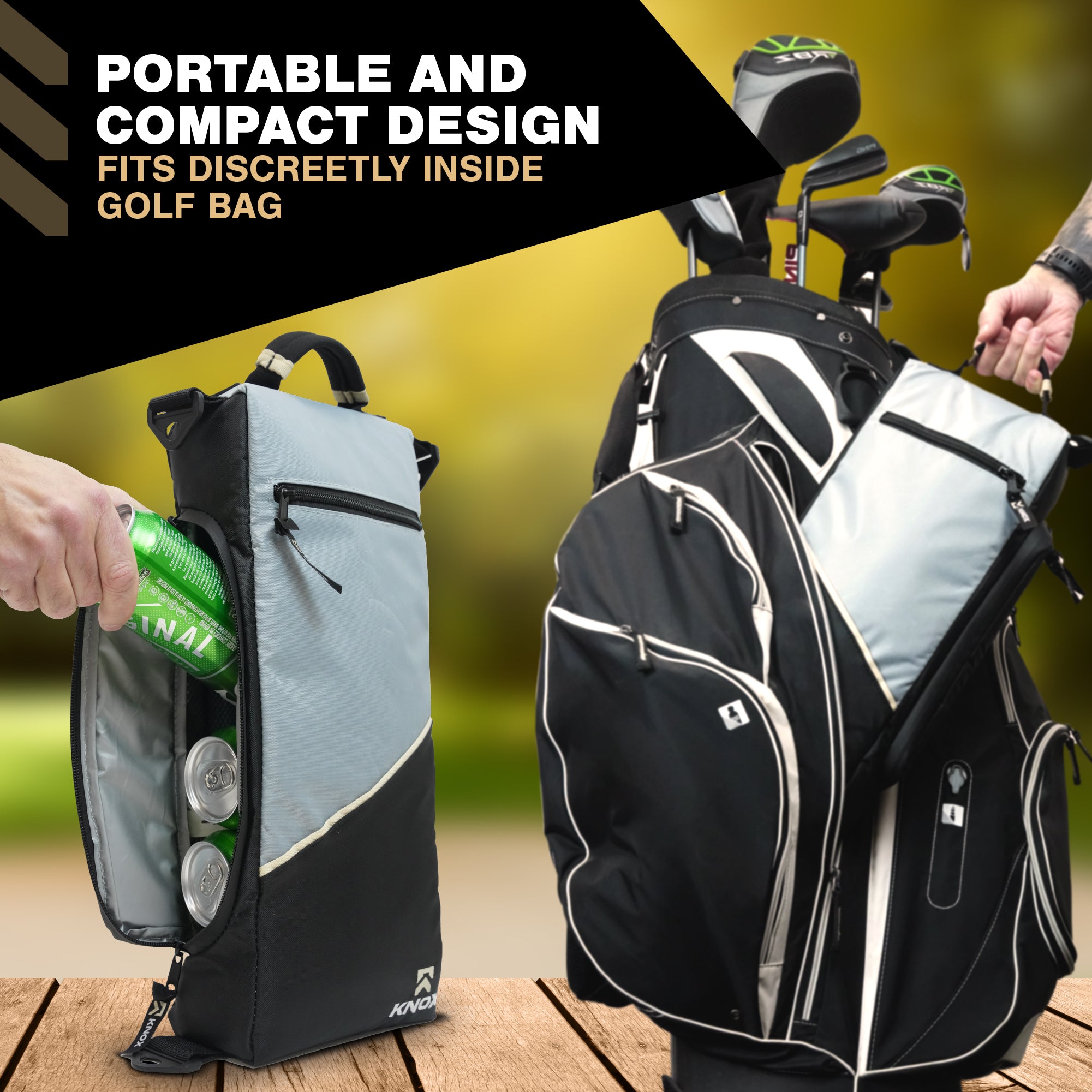 KNOX Golf Cooler Bag, 6 Pack Cooler, Beer Can Holder, Keep Cans Cold For 8-Hours