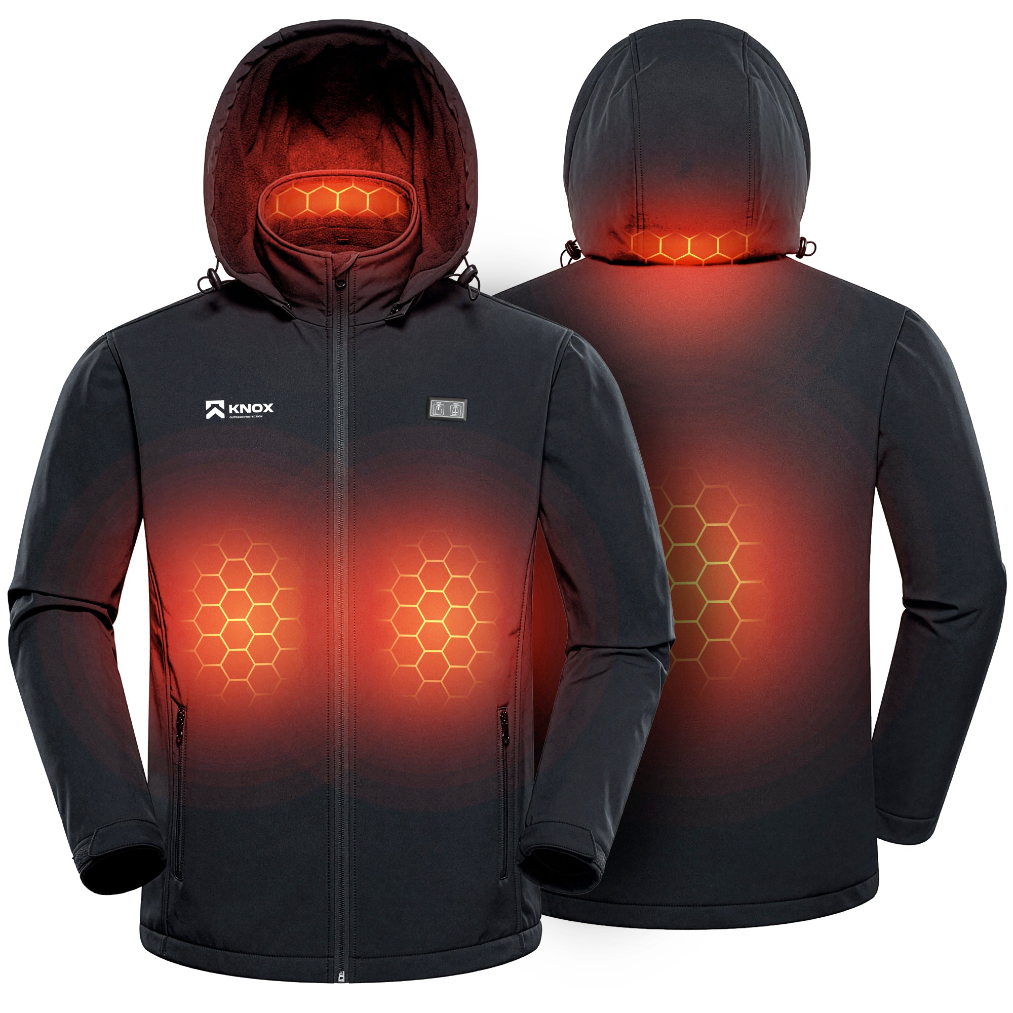 KNOX Unisex Heated Jacket with 4 Heat Zones, USB Powered