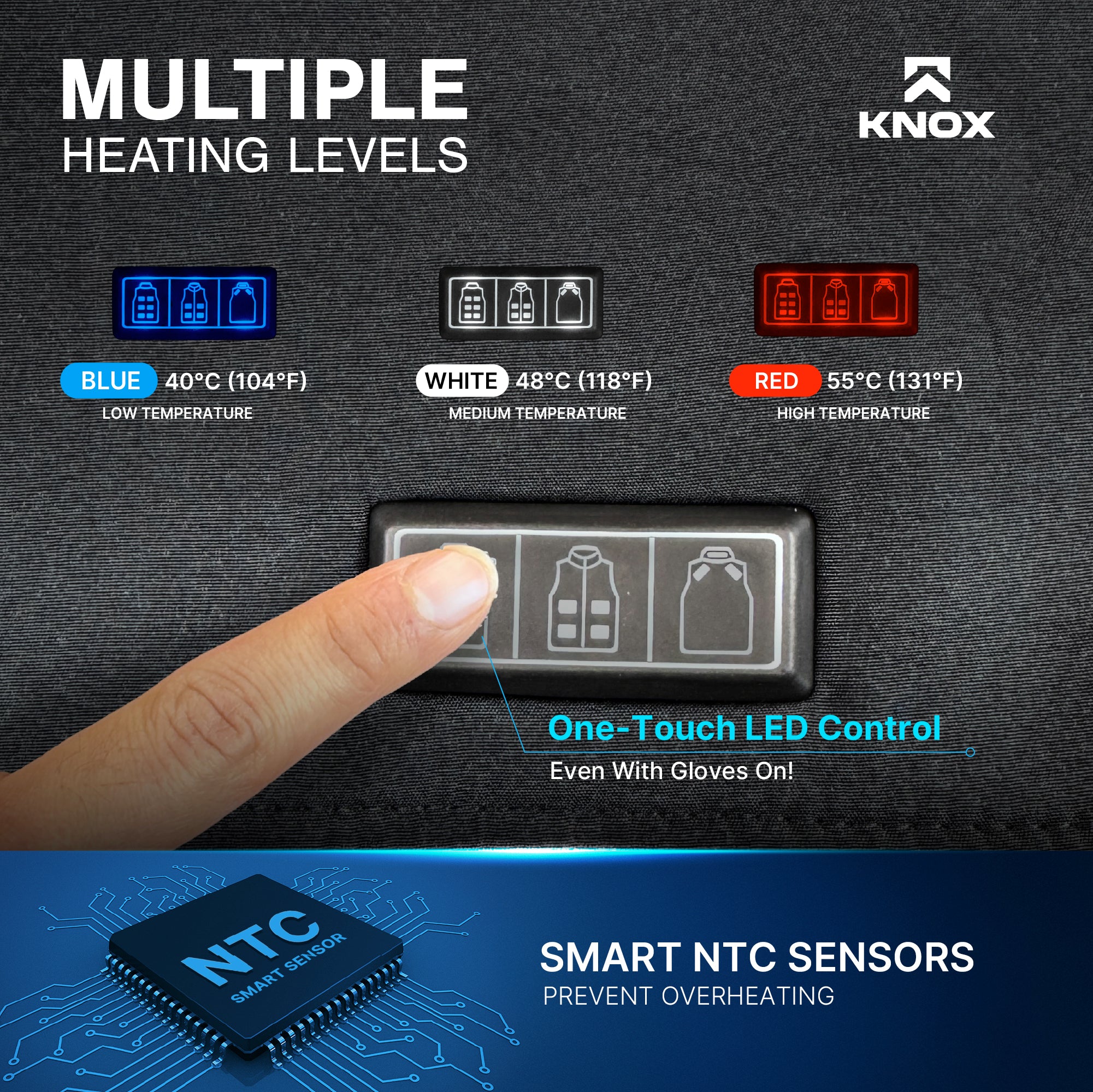 KNOX Heated Vest with Battery Pack, 13 Heating Zones