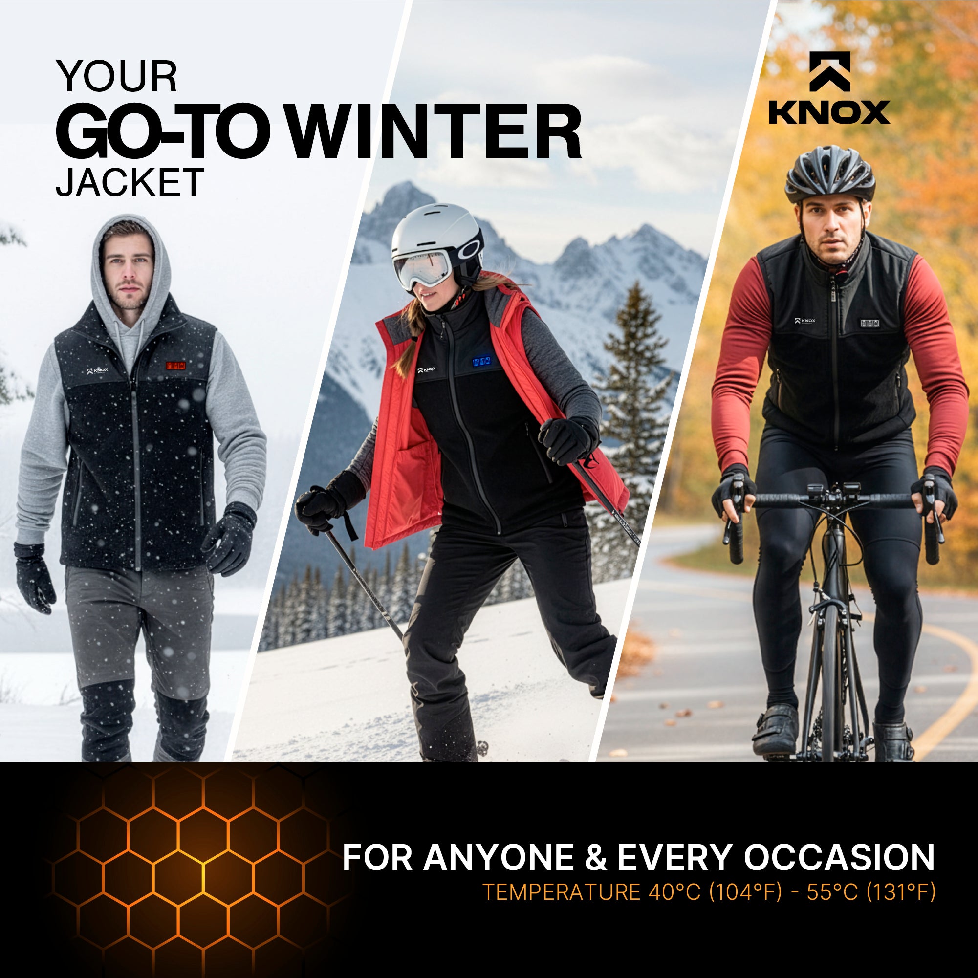 KNOX Heated Vest with Battery Pack, 13 Heating Zones