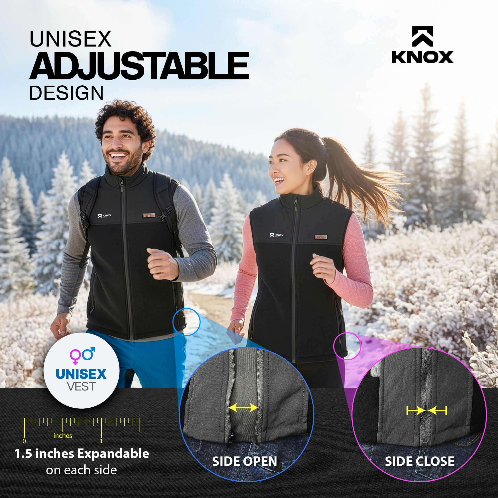 KNOX Heated Vest with Battery Pack, 13 Heating Zones