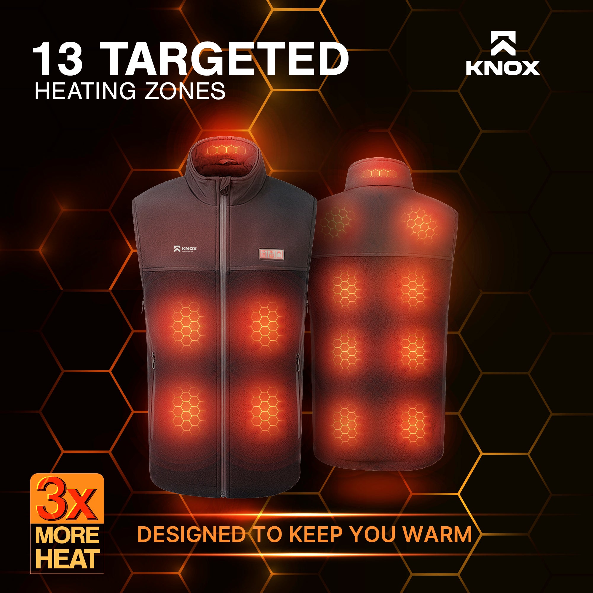 KNOX Heated Vest with Battery Pack, 13 Heating Zones